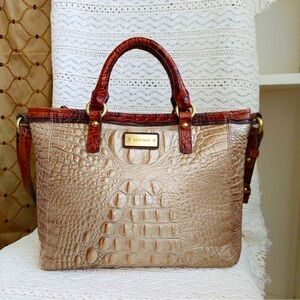 Brahmin Tan Crocodile Embossed Leather Melbourne Tote